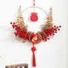 Decorative Flowers Red China Fortune Hanging Lantern Chinese Year 2023 Decoration Pendant Home Decor Good Luck Ornaments Door