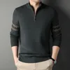 Men's Sweaters Autumn Winter Men's Long Sleeve Top Shirt Fashion Youth Sweater Sleeve Color Matching Top Gray Black Dark Green-Sizes S-4XL 231122