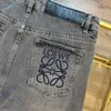 Jeans masculinos 2023ssdesigner novo loewee alfabeto bordado jeans de lavagem resistente para homens e mulheres loewee luxo