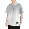 Men's T Shirts Chaopai Men's Gradient T-shirt Summer Korean Fashion Slim Fit Top Clothing Street Casual Short Sleeve