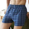 Трусы Boxershorts Мужчины повседневная свободная клетчатая клетчатка с широким хлопчатобу