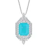 EYIKA Sterling Sier Emerald Paraiba Tourmaline Created Fusion Crystal Gemstone Pendant Necklace Fine Jewelry