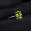 Fedi nuziali JewelryPalace Ovale Verde Autentico Peridoto 925 Anelli in argento sterling per le donne Gioielli con pietre preziose Moda Solitaire Fascia di fidanzamento 231121