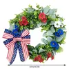 Decorative Flowers Wreath For Patriotic Independence Day And Jul 4th Home Decorations Red White Blue Artificial Modern Christmas Indoor