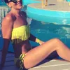 Damskie stroje kąpielowe seksowne frędzle bikini ustawione kobiety solidne bandaż push up wyściełany kombinezon kąpielowy kąpiel