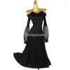 Stage Wear Examen d'art moderne Beau dos Concours de danse standard national Social Big Swing Dress Noir