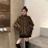 Women's Fur Faux Fur Winter Leopard Print Jacket Women's Stand collar Warm Parkas Outwear Autumn Winter Korean Female Loose Faux Fur Coats 231122