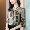 Blouses pour femmes Femmes Printemps Été Style Chemises en mousseline de soie Lady Casual Demi-manches Col Noeud Papillon Imprimé Tops