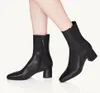 Kvinna designer aquazzuras sellier bootie ankel stövlar saint honore fodrad bootie utsmyckad svart brun stil läder mocka lek mitten kalvblock häl sträcka