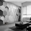 Papier peint mural 3d Simple, polygone bosse stéréo noir et blanc, fond 3D simple et moderne, wall283j