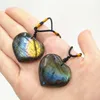 Cristallo grezzo Labradorite Pietra di luna Oceano Cuore Ciondolo decorazione Collana di gioielli Pietra energetica quarzo Amore cuori regalo Rsxxe