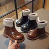 Laarzen Kinderen Winter Effen Kleur Platform Rits Kinderen Mid kalf Mode 26 36 Zwart Bruin Unisex Jongens Meisjes schoenen 231122