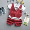 Ensembles de vêtements Été né bébé garçons vêtements enfants Gentleman cravate T-shirt Shorts 2 pièces/ensemble enfant en bas âge coton filles vêtements enfants survêtement 230422