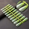 Kit per nail art 5 set 100 pezzi unghie finte super lunghe con colla bara ragazza falso colore sfumato finito acrilico opaco