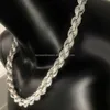 Full Iced Out Hip Hop -smycken Moissanite Rope Chain Halsband Sterling Silver 7mm 8mm 9mm 11mm 12mm Twisted Diamond Rope Chain