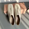 Pantoufles Hereu Chaussures pour femmes Designer Vintage en cuir véritable tissé à la main respirant décontracté grand-mère