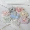 Dekorative Blumen, 10 Stück, 4,5 cm, 3D-Organza-Chiffon-Gaze-Stoff, künstliche Lotusblume, Hochzeitskleid, Hut, Haarnadel, Dekoration, DIY, Nähen