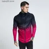 Abbigliamento da palestra Uomo Giacca da corsa con cappuccio Palestra Allenamento Fitness Abbigliamento sportivo Maglia da trekking Cappotto antivento Giacche da jogging all'aperto Tuta da uomo T230422