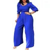 Roupas étnicas 2023 roupas africanas para mulheres roupas soltas macacão moda streetwear 3/4 manga azul branco preto poliéster perna larga