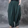 Damesbroek capris zanzea zomer elastische taille losse wijd been broek vrouw katoen linnen vintage vaste baggy harem broek broek broek pantalon femme 230422