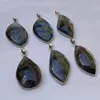 Pendentif Colliers JGP20 Pierre Naturelle Forme Libre Labradorite Pendentifs Gem Lunette 6 Pièces