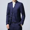 Men's Suits Single Costume Stand Up Collar Suit 3 Piece Set Wedding Party Dress Plus Size Blazer Coat Pants Vest Black Blue Red