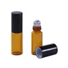 3 ml 5 ml Amber Glass Roll On Bottle Travel Essential Oil Parfymflaska med rostfritt stålbollar OAMXM