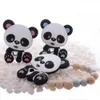 Baby Teethers Toys 10pc Panda Silicone Baby Teether BPA Free born Teething Necklace Pacifier Chain Accessories Rodent Food Grade Pendant Toy DIY 230422