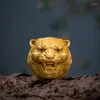 Figurines décoratives en buis sculpté, pendentif tête de tigre du zodiaque, cadeau artisanal parfait pour l'année