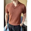 Polos masculinos 2023 tendência moda cor sólida com decote em v camiseta verão roupas masculinas confortáveis secagem rápida respirável manga curta pullovers tops