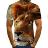 Camisetas masculinas divertidas com animais gráficos estampadas em 3D roupas para meninos moda Harajuku tops verão casual camisa de gola redonda