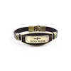 Charm Armbänder Kreuz Charms Armbänder Für Männer Gott Segne Brief Vintage Retro Legierung Echtes Leder Armband Mode Mann Armreif Schwarz Dh24B