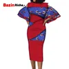 Ethnische Kleidung African Wax Print Kleider für Frauen 2023 Dashiki Splice Rüschenkragen Kleid Plus Size Party WY5635