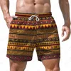 Shorts pour hommes été Plaid mosaïque 3D imprimé style ethnique motif rétro décontracté lâche