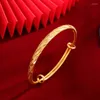 Bangle Gold Color Armband Meteor Dusch Kvinnor Smooth Chinese Style Retro Christmas Wishing Smycken