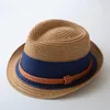 Bérets Chapeau de paille d'été pour femmes Petit avant-toit Soleil Parent-enfant Jazz Bord de mer Vacances Plage Crème solaire Hommes Panama