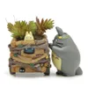 Cartone animato Carrello Totoro Vaso di fiori Resina Arti e mestieri Contenitore per piante verdi Desktop Place Adorna Giardinaggio domestico Arredamento Articolo Y159y