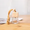 8ml Empty Clear Glass Car Perfume Bottles Air Freshener Bottle with Wood Screw Cap Hang String for Decorations Muusb