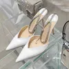 New Sandals Luxury Rhinestones Chains Women Pumps Designer High Heels Summer Ankle Strap Party Shoes Star Style Wedding Prom 230406