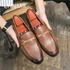 Sapatos de vestido CHNMRS para homens Inglaterra bloco de base grossa slipon confortável moda couro tendências produtos tamanho grande 231121