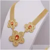 Earrings & Necklace Earrings Necklace Dubai Real Gold Zircon Jewelry Set High Quality Ladies Wedding Drop Delivery Jewelry Jewelry Set Dhgra