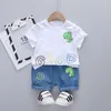 Kläder set sommar babykläder kostym barn pojkar dinosaurie kostym t short shorts 2 st/set småbarn mode kläder spädbarn barn spårning 230422