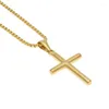 Pendant Necklaces Mens Stainless Steel Cross Necklace Square 3mm*24inch Men Hip Hop Trend Sweater Chain Fashion Jewelry