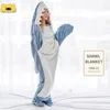 毛布を包むサメの毛布ウェアラブルサメのサメの毛布スーパーソフトパーカーホームアニマルテールスリーピングバッグ屋外の女の子のためのスリーピングバッグ面白い231122