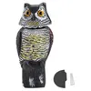 Realistisk fågelskarare roterande huvudljud Owl Prowler Decoy Protection Repellent Pest Control Scarecrow Moving Garden Decor Q0811239L