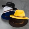 Wide Brim Hats Bucket A Mens Western Cowboy Hat Retro Felt Top Leather Buckle Accessories Jazz MultiColored For Women To Wear 231122