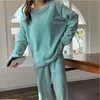 Women's Sleepwear H Two Piece Pajamas Home Casual Warmth Solid Color Matching For Family Wine Ladies Short