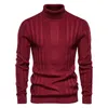 Herrtröjor män Turtlenecks tröjor Knitwear Pullovers Solid Color Långärmad randig tröja Male Casual Daily Multicolor Sweaters S-XXL 231122