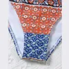 Women's Swimwear BIkini Women Tie Geometric Boho Sexy Beachwear Side Print Swimsuit Bandeau Swimwears Tankinis Set