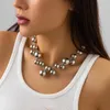 Choker Aetey Big Beads Fashion Explosion Halsband för kvinnor Punk Style Imitation Pearl CollarBone Chain